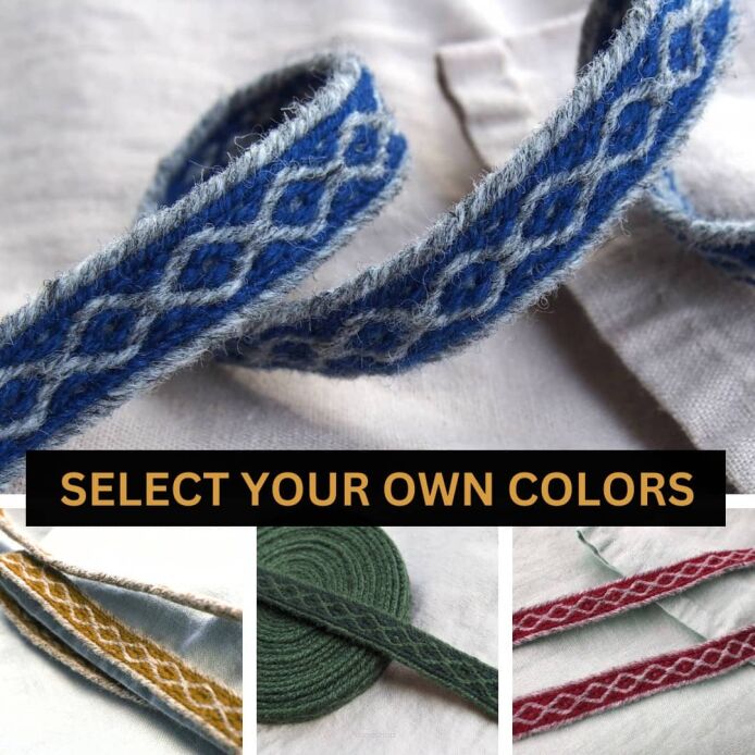 Tablet woven band for historical reenactment, OOOO pattern, T04_Tmix