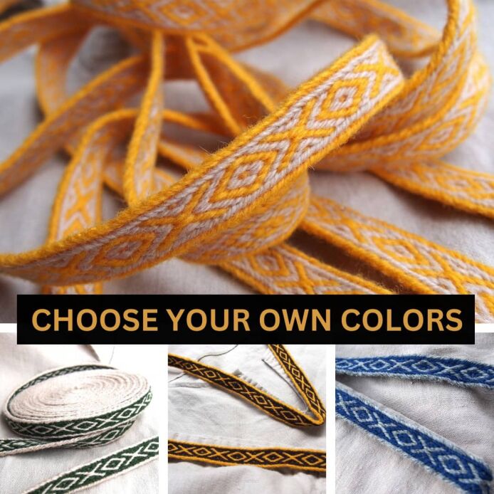 Tablet woven band for historical reenactment, OXOX pattern,  T02_Tmix