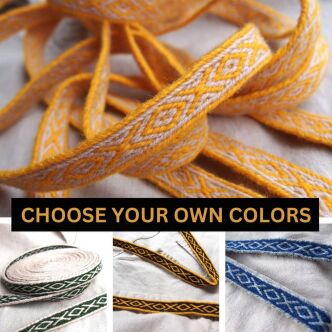 Tablet woven band for historical reenactment, OXOX pattern,  T02_Tmix